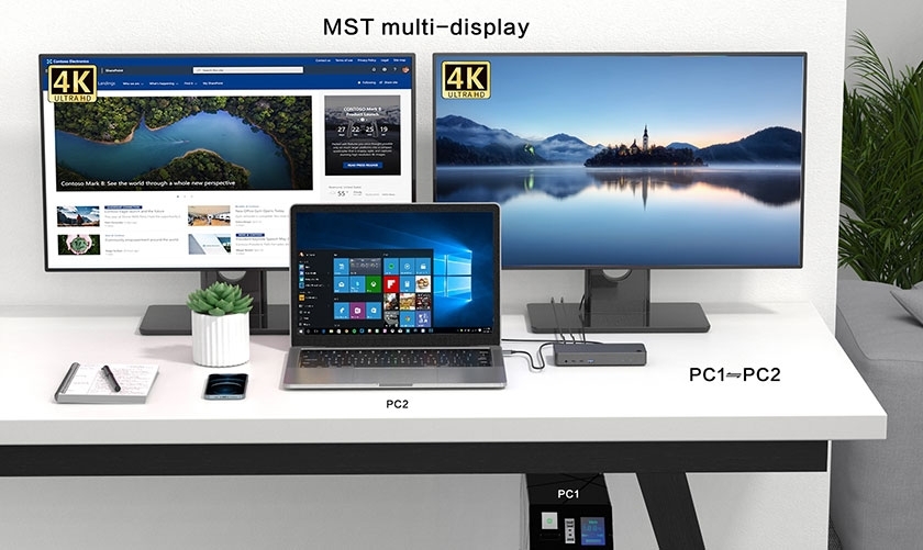 MST KVM Dual Display Docking Station
