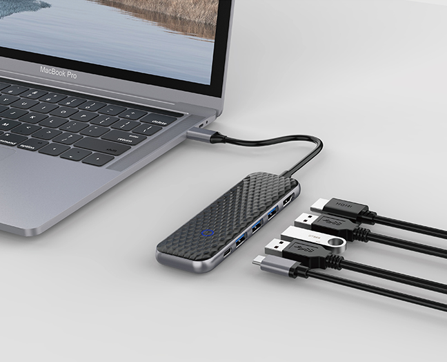 5-in-1 Portable USB-C Hub, USB-C to 4K HDMI Adapter
