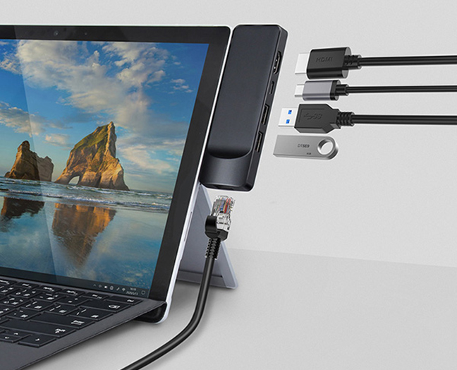 5-in-1 USB-C Hub for Surface Pro 7, Stable Driver Adapter