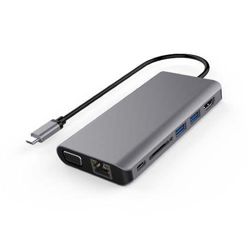 Portable USB-C Docking Station with 4K HDMI, VGA, Type C PD, USB3.0