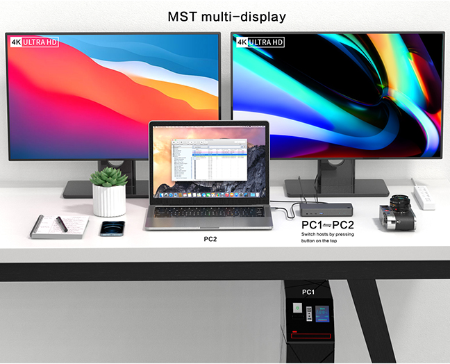 MST KVM Dual (HDMI+DP) Display Docking Station