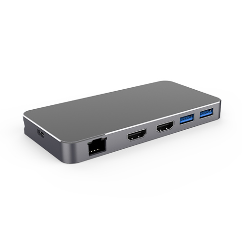 USB C Hub Dual Monitor 7 IN 1 Multiport Adapter for Laptops with HDMI, USB A, USB C, PD3.0, Ethernet