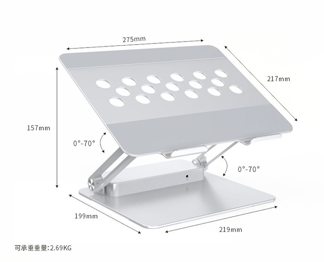 Aluminium Alloy Laptop Stand With 8-in-1 Docking Station