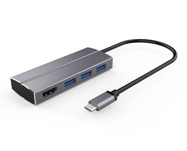 4-in-1 USB-C Hub with HDMI+USB3.0