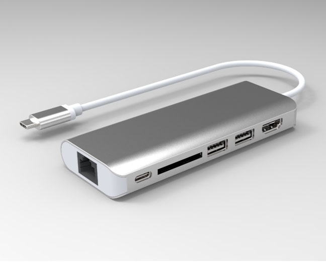 5-in-1 USB-C Hub with HDMI+USB3.0+RJ45+SD