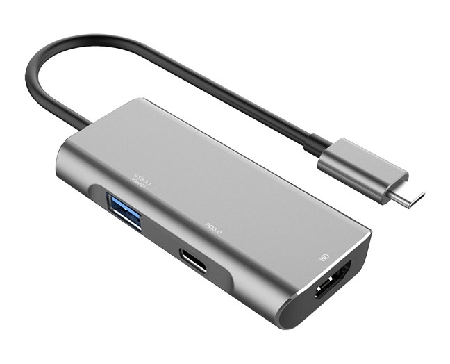 USB-C 3-in-1 Multiport Adapter Hub, 4K HDMI