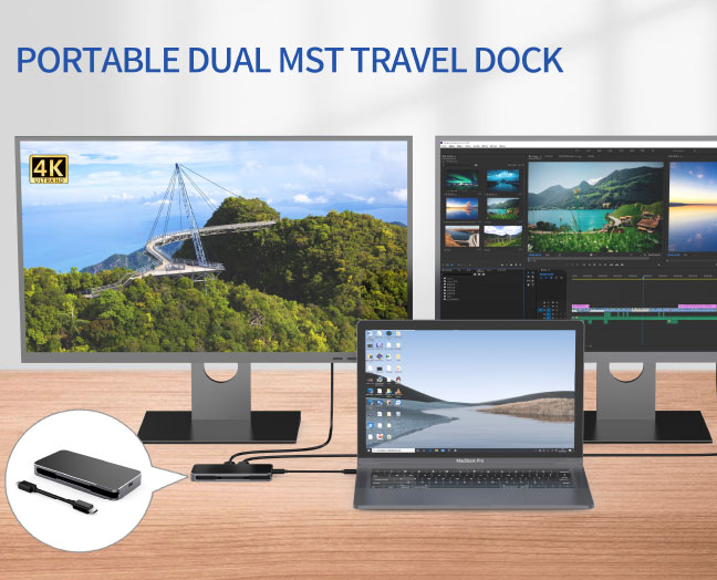 USB-C 7-in-1 MST Dual Display Travel Dock