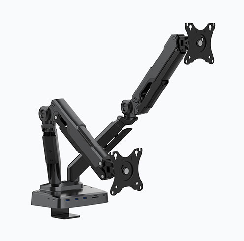 Gas Spring Dual Monitor Arm with Docking Station