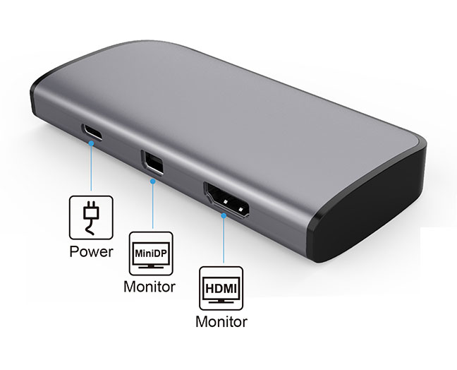 3-in-1 Dual Display USB-C VXP Video Adapter, Multiport Adapter