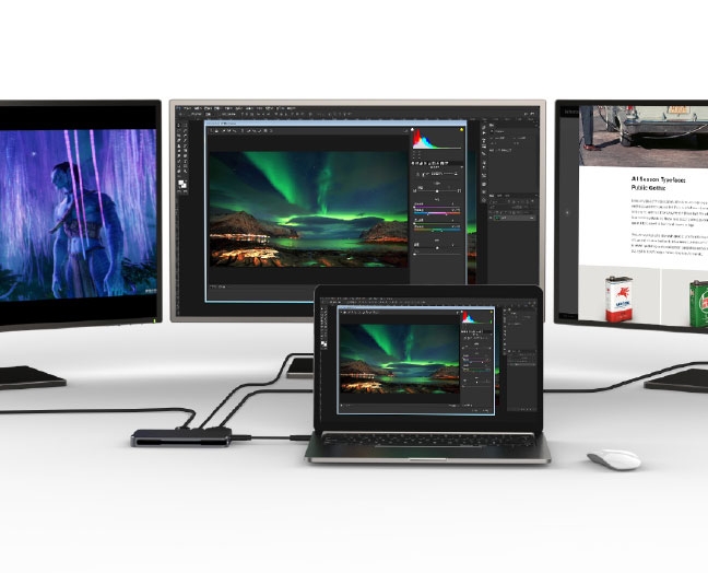 USB C Triple Display MST Travel Dock 7-IN-1 with PD 100W Pass Through
