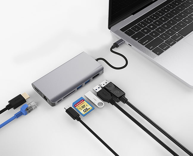  7-in-1 Portable USB-C Travel Dock, USB C Hub