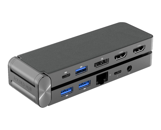 Foldable 12-in-1 USB-C MST Triple Display Docking Station