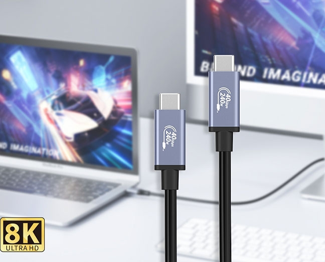 USB C to USB C Cable, USB-IF Certified USB4 Cable, 2.6ft/0.8m